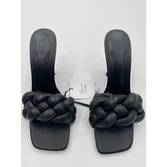 Mango Shoes - Mango Leather braided Sandals Black High Heels Women Size 37